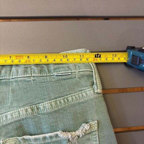 Mother Superior Jeans Women 24 Green Denim 5 Pocket Flat Front Distressed Raw - Picture 8 of 9